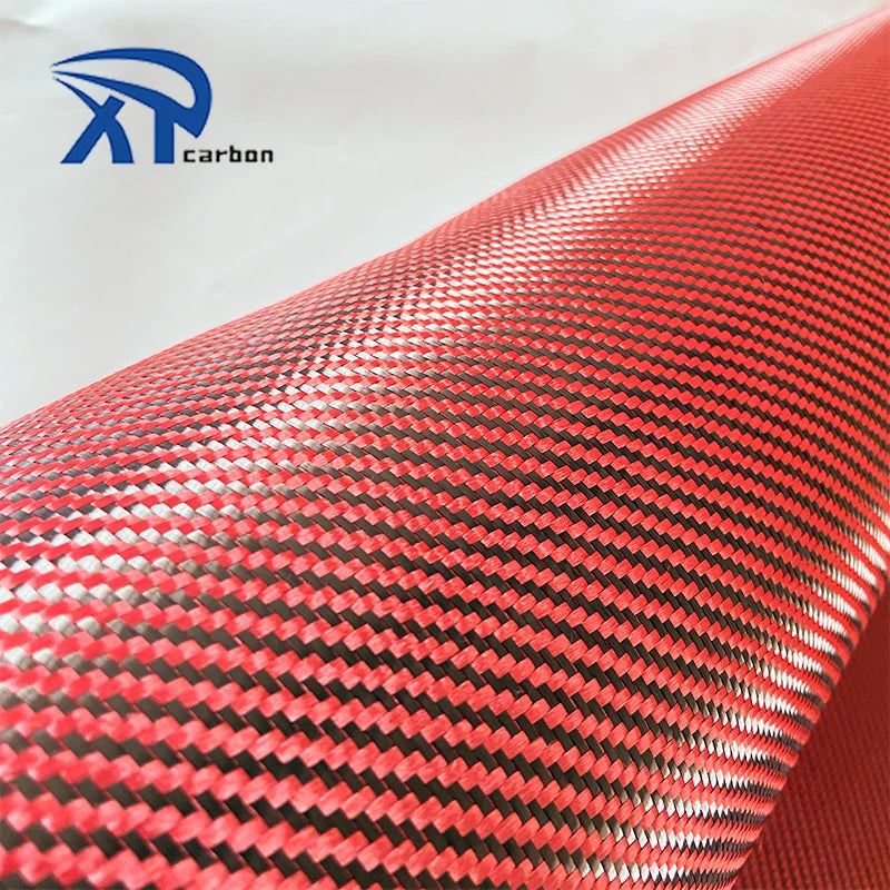 Red 3K Carbon Kevlars Aramid Hybrid Fabric Flame Retardant