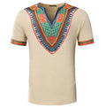 New Men's Summer Big Size Tees African Ethnic Style Printed Tops Short Sleeve V-Neck T-shirt