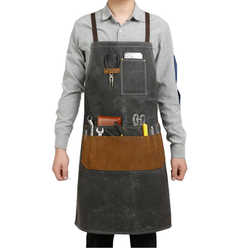 Wholesale Sleeveless Denim Bib Work Clothes Washable Reusable Aprons Pockets for Mechanics Hairdressers Durable Foreign Trade