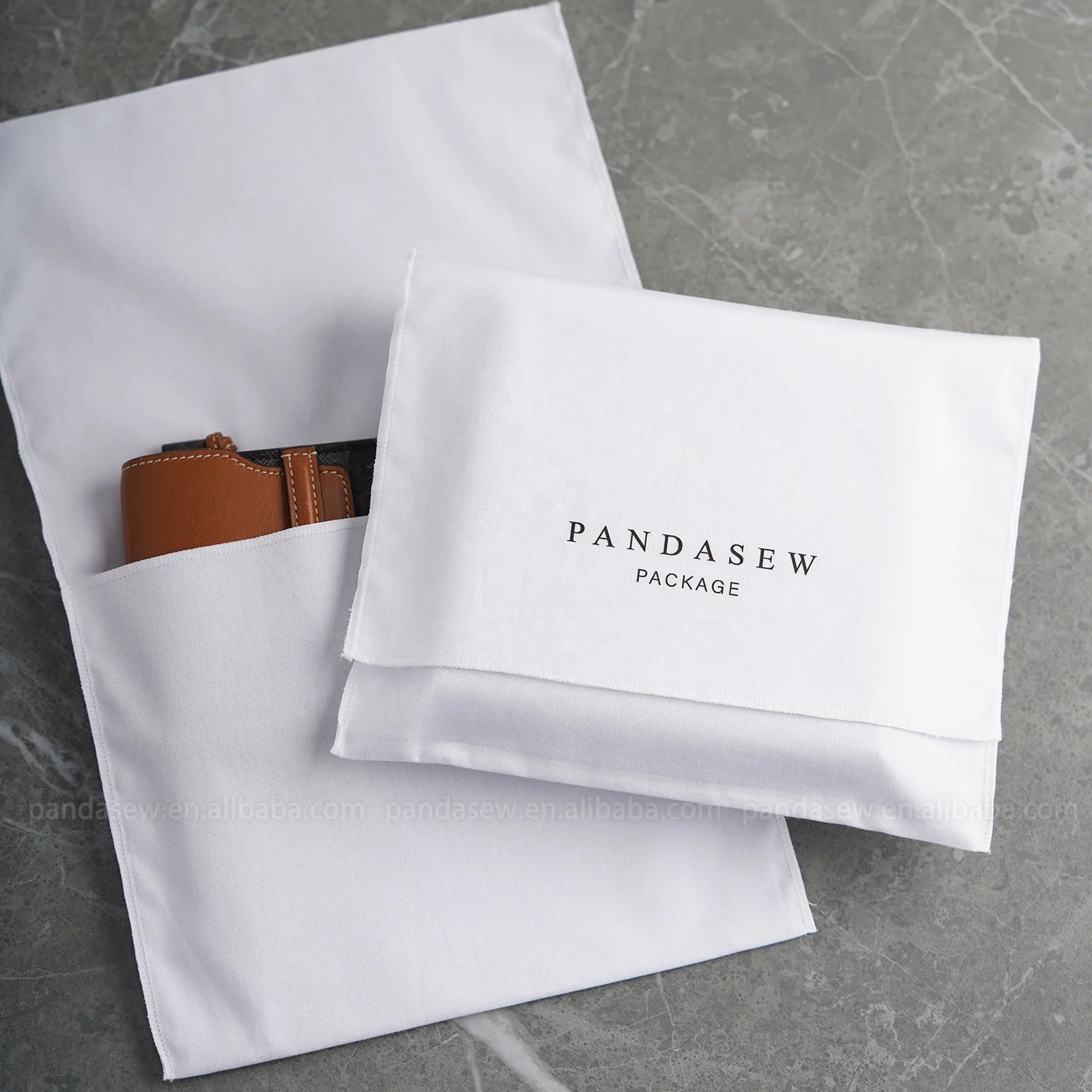 PandaSew Custom Logo Durable White Cotton Dust Bag for Handbag&Shoe Purse Underwear Gift Packaging Jewelry Bag