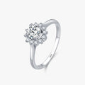 Ailmay Shining Clear Zircon Fashion 925 Sterling Silver Flower Finger Ring for Women Wedding Statement Fine Silver Jewelry