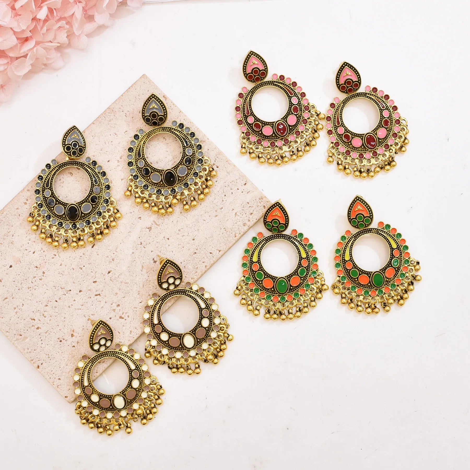 Women's Boho Flower Long Chain Vintage Personality Tassel Earrings Elegant Metal Earrings
