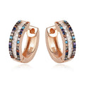 Women's 925 Sterling Silver Huggie Hoop Earrings Multicolor Rose Dubai Gold Plated Trendy Design Zircon Main Stone Wedding Gift
