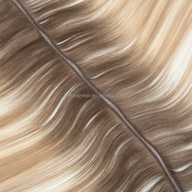 Invisible Beaded and Looped Wefts #4 Brown PU Skin Tape Micro Link Beaded Weft Hair Extensions
