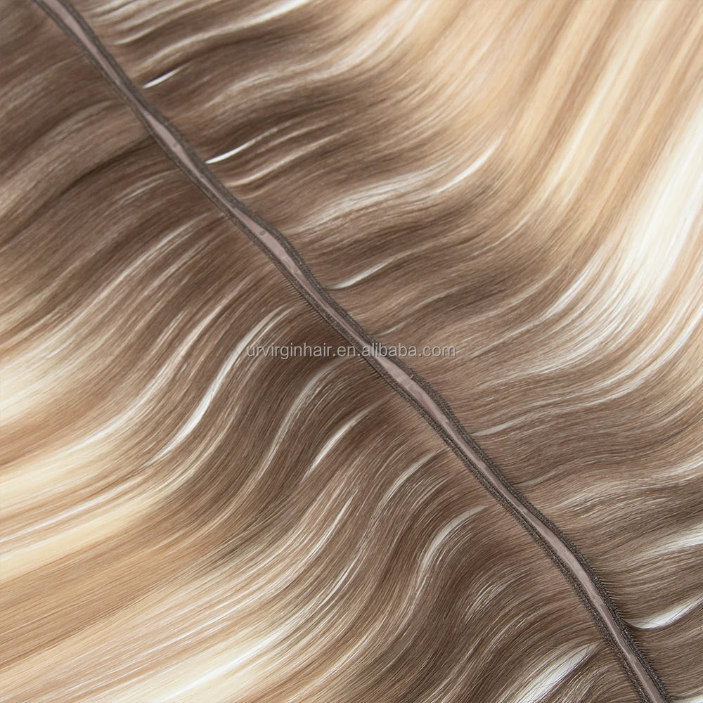 Invisible Beaded and Looped Wefts #4 Brown PU Skin Tape Micro Link Beaded Weft Hair Extensions