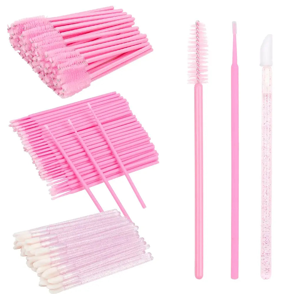 Disposable Eyelash Mascara Brushes Wands Applicator Eyebrow Brush Makeup Kit Mascara  Clean Tools Pink Color