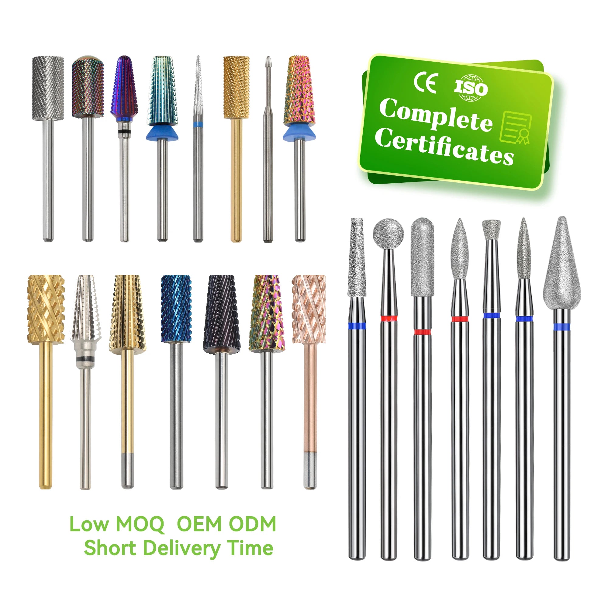Wholesale Factory Supplier 5 in 1 Carbide Nail Bits Professional Safety E-File Steel Tungsten Black Rainbow Nail Drill Bit Set