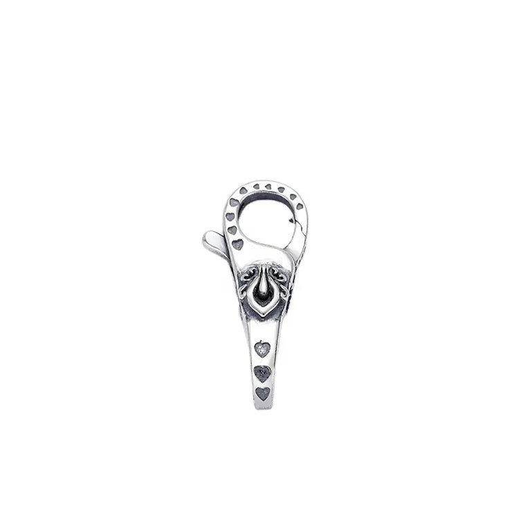 Oxidized Silver Tone 925 Sterling Silver Jellyfish Marine Life Double Snap Lock Clasp Connector for Bracelet