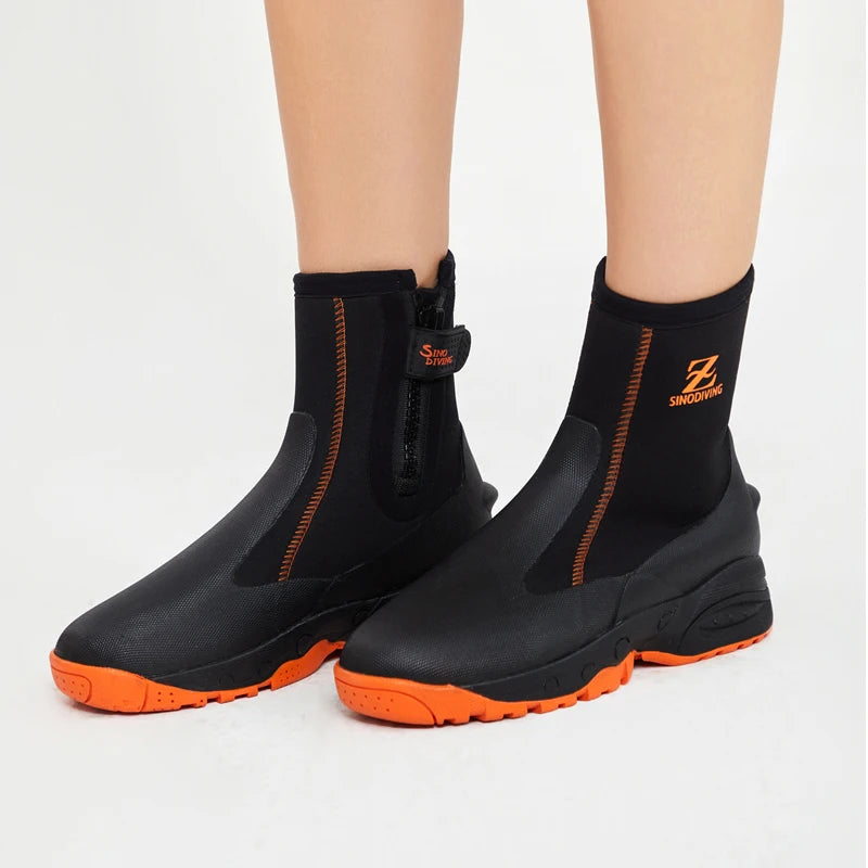 Sinodiving Customized 5mm Neoprene Vulcanized Thermal Water Sports Boot Popular Selling Adult Diving Surfing Gear Accessories