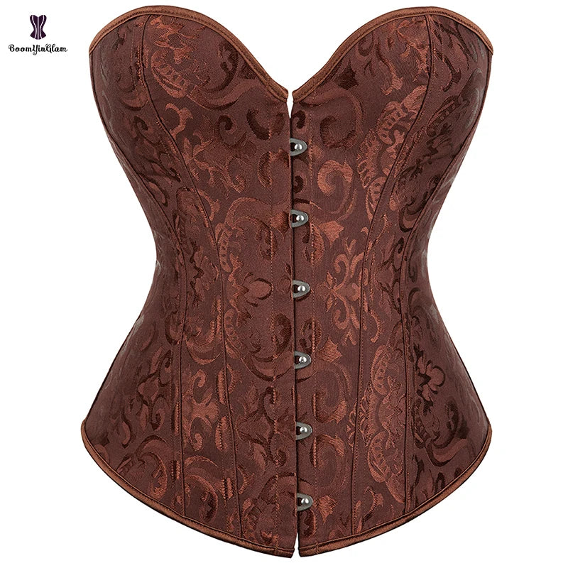 Retro Renaissance Women's Steam Punk Style Vintage Lace Firm Breathable Plus Size Corset with Plastic Bones for Festival