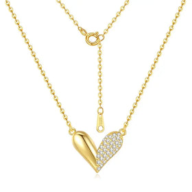 Custom Fashion 925 Sterling Silver 14K/18K Gold Plated Zircon Heart Pendant Necklace Jewelry for Women