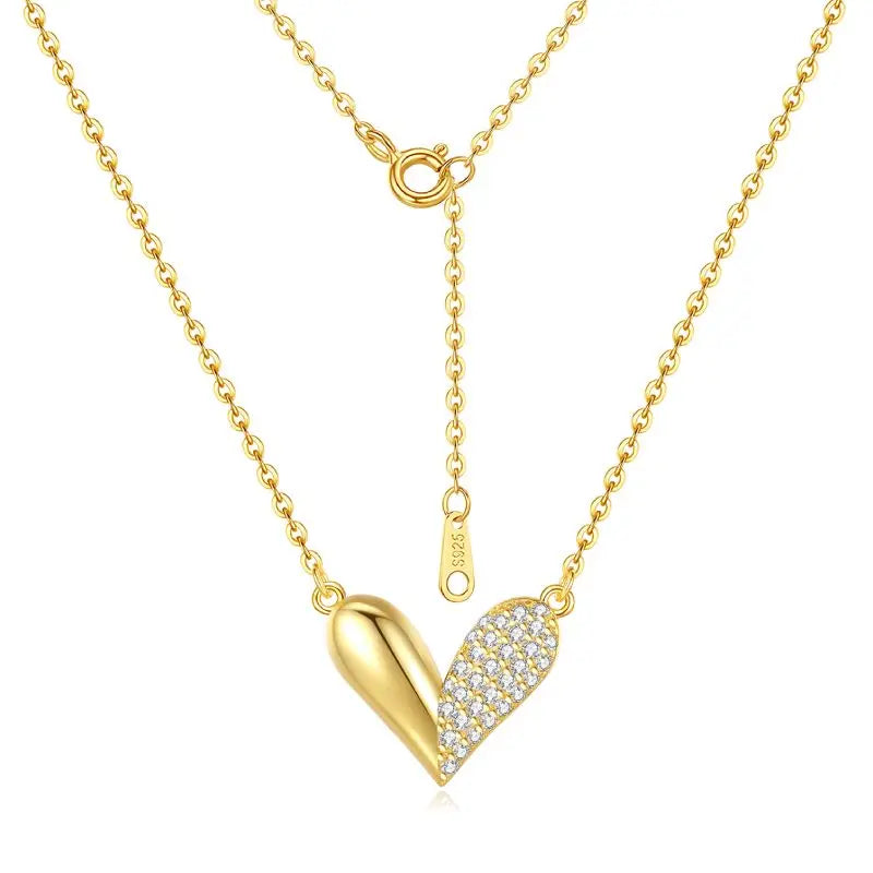 Custom Fashion 925 Sterling Silver 14K/18K Gold Plated Zircon Heart Pendant Necklace Jewelry for Women