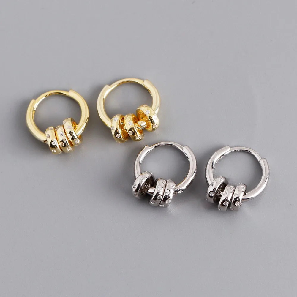 New S925 Sterling Silver Earrings Fashion Personality Circle Shape Pure Silver Ear Buckle for Women