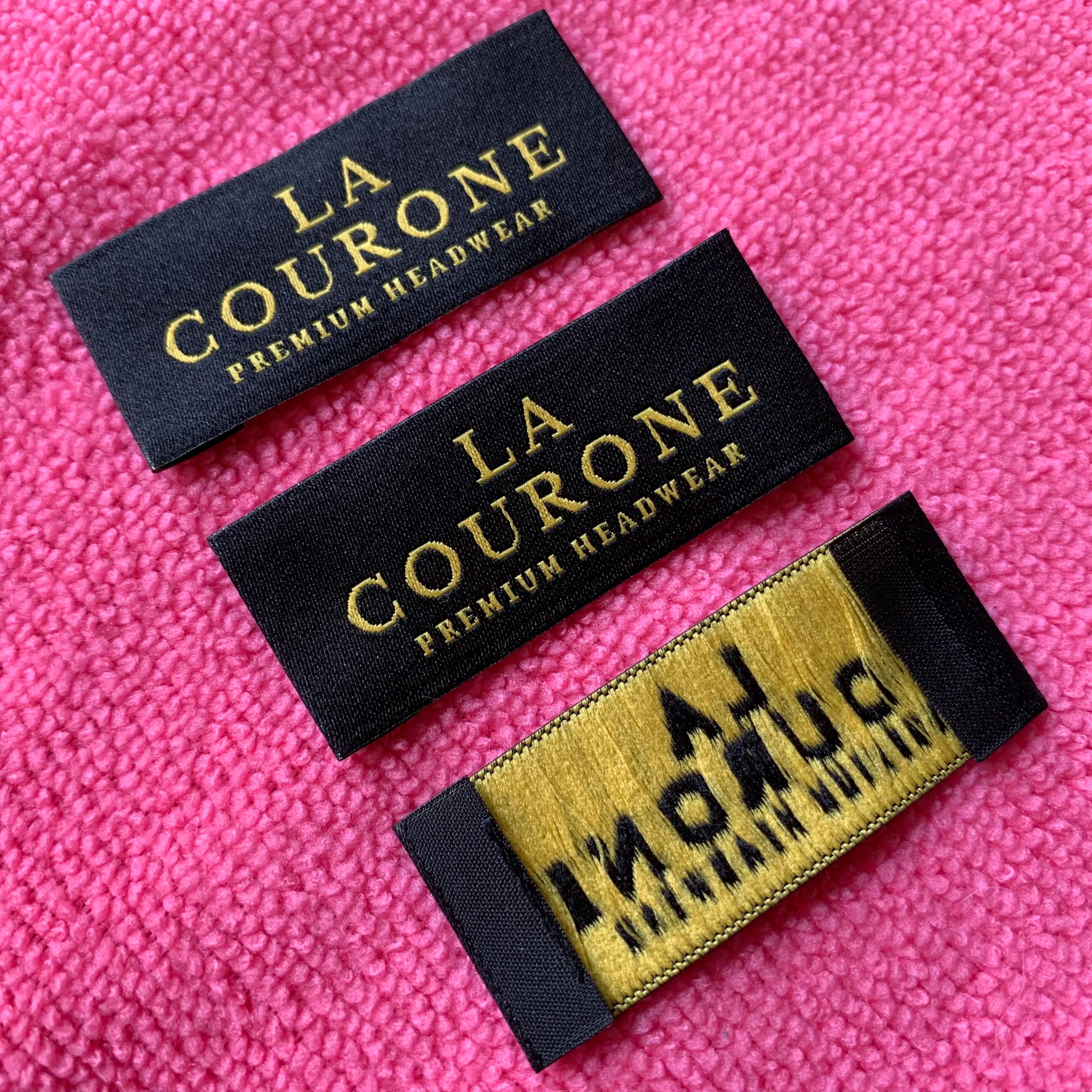 High Definition Thick Backing Woven Collar LabelEnd Fold Washable Damask Clothing Neck Label