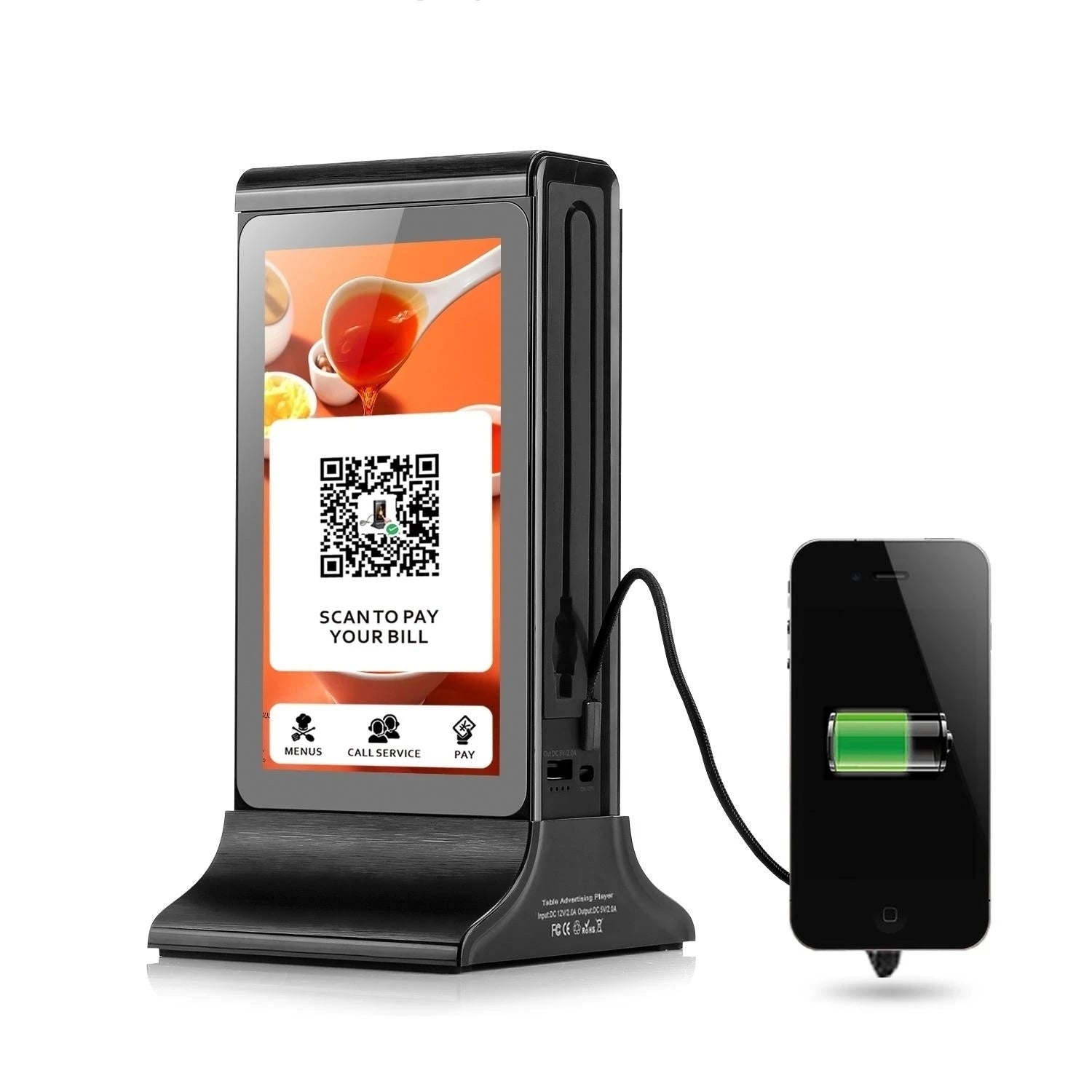 Acrylic Power Bank Table Stand QR Code LED Menu Card Holder NFC