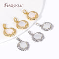 FINRUSIAC 18K Gold Plated Brass Metal Inlay Shell Geometry Charm Pendants Necklace Supplies Pendant Accessories DIY Jewelry