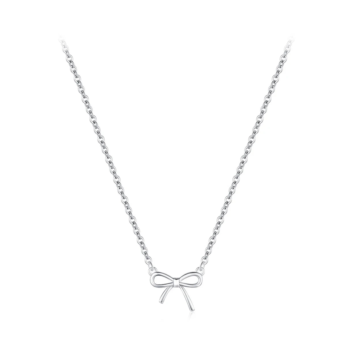 Sterling Silver Necklace Cute Bowknot Pendant Necklace Valentine Day Necklace Jewelry Chain Gift