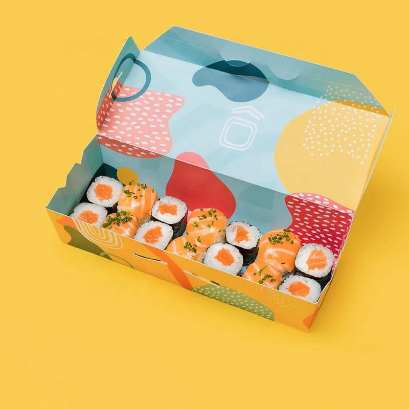 Wholesale Eco-Friendly Food Grade Sushi Togo Cake Bakery Crepe Gift Donut Catering Paper Packaging Matt Lamination Folders for