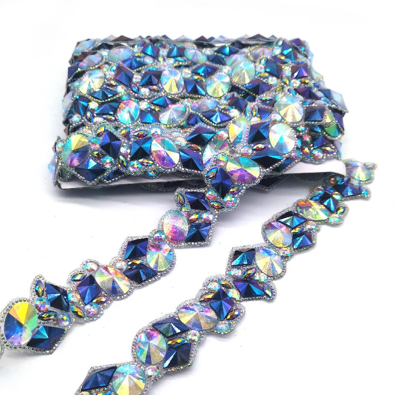 Custom Made Rhinestone Trimming Iron on Trim Gemstones Applique Trimmings for Accessories Supply