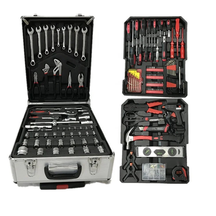 Household Workshop Repair Kits Hand Trolley Aluminum Tool Case Box with Wheels