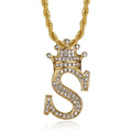 Hiphop Crown Queen Name Letter Jewelry Stainless Steel 18k Gold Plated Initial Necklace for Women Men