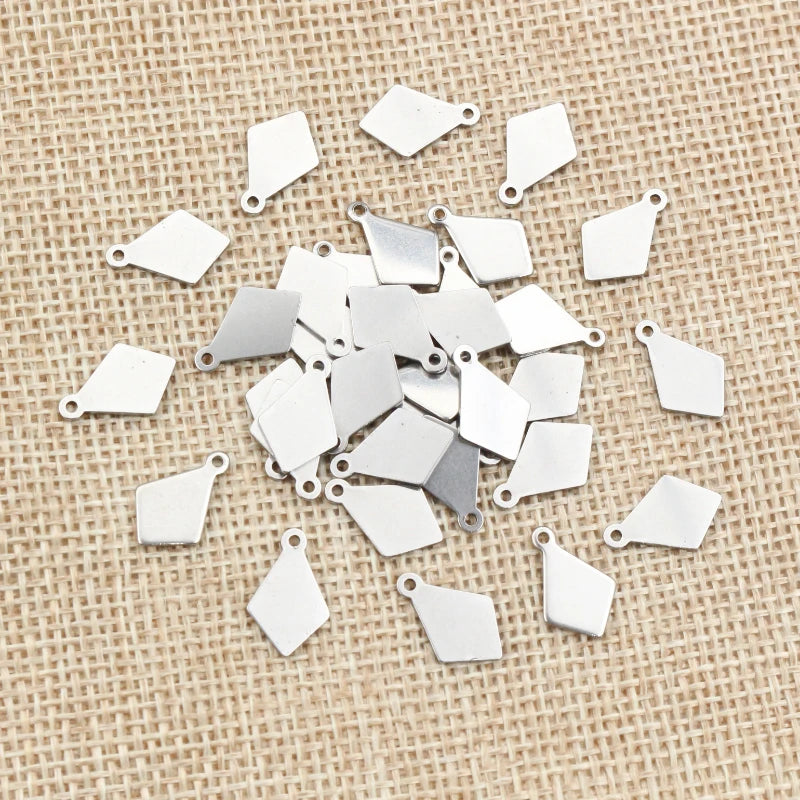 30pcs 12x8mm Rhombus Charms 316 Stainless Steel Geometric Charms Pendant DIY Jewelry Making Findings for Necklace Bracelet