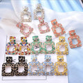 Wholesale ZA New Colorful Crystals Drop Earrings Jewelry Accessories for Women Fashion Trend Square Geometry Rhinestone  Earring
