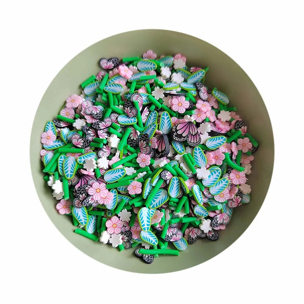 Spring Theme Soft Polymer Clay Flower Leaves Butterfly Slices Sprinkles 500g/lot DIY Jewelry Craft Nail Art Deco