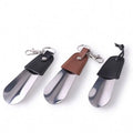 Best On-the-go Shoehorn Leather Handle Grip Shoe Horn Key Ring Edc Keychain Tools Stainless Steel Travel Shoe Horn with Keychain