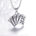 New Design Men Stainless Steel Silver Plated Funny Poker Card Link Chain Pendants Jewelry Necklace Gift