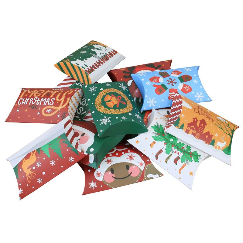 European Style Christmas Candy Packaging Box Christmas Pillow Box Candy Box  Packaging