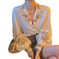 Vintage Floral Embroidery Blusas Mujer Elegant Women Blouses and Tops Autumn Short Ladies Shirts Chemisier Femme