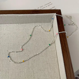 Geometric Rainbow Colorful Beads Chain Necklaces Wholesale 925 Sterling Silver Fashion Jewelry