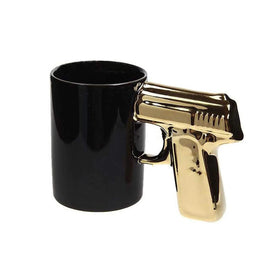 Custom Ceramic White Black Gun Shaped Handle 350ml Back to School Water Coffee Mug Creative Milk Tea Cup