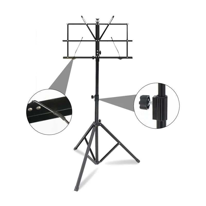 Factory Customized Logo Portable Durable Folding Iron Metal Music Stand Musical Instrument Rack with Logo Instrument Accessories