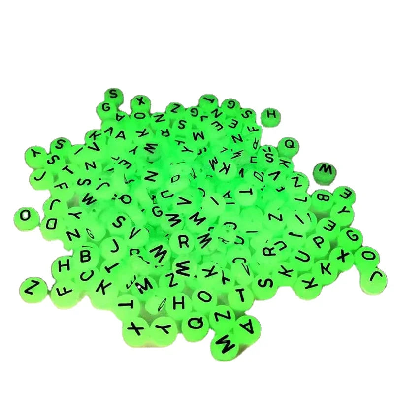 4x7mm Acrylic Luminous Oblate Transparent Color Love Letter Beads Loose Plastic Beads for Jewelry Making DIY Handmade