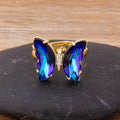 QIKU Butterfly Shape 10 Colors Rhinestone Opening Adjustable Rings Women Copper Zircon Jewelry Accessories Gift Wholesale Price