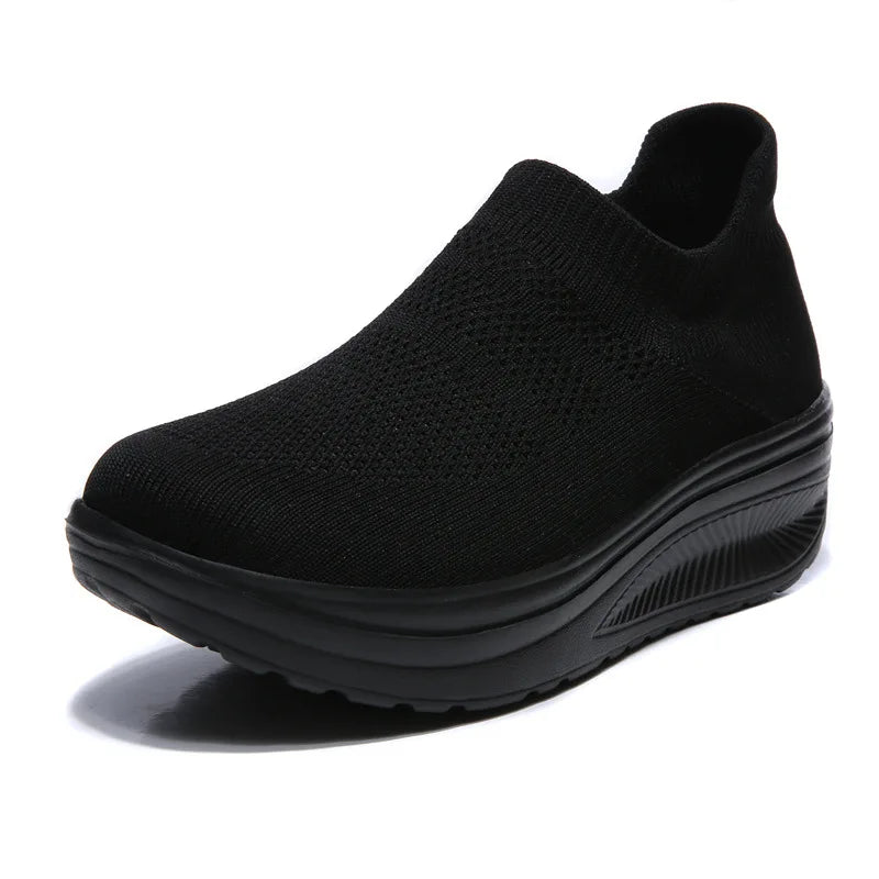 Women's New Solid Colour Mesh Breathable Sports Shoes Fashion Trend Thick Bottom Ladies Casual Shoes Comfortable Non-slip Shoes