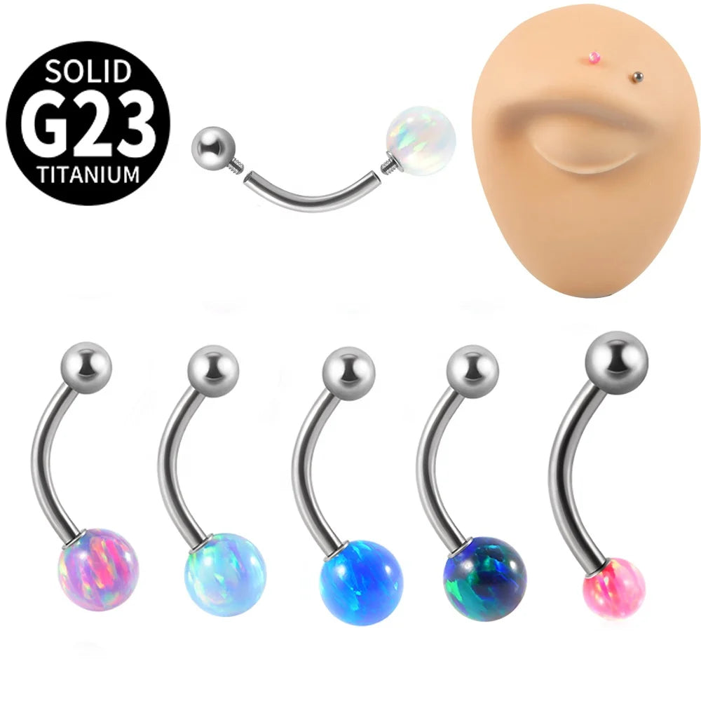 G23 Titanium Internally Threaded Curved Barbell Opal Eyebrow Navel Ear Ring Rook 16G Body Piercing Jewelry Wedding Engagement