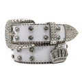 Men's Punk Fashion Trend Designer Jeans Belt with Alloy Buckle PU Leather Rhinestone Embedded 3.5cm Width 105-125cm Length