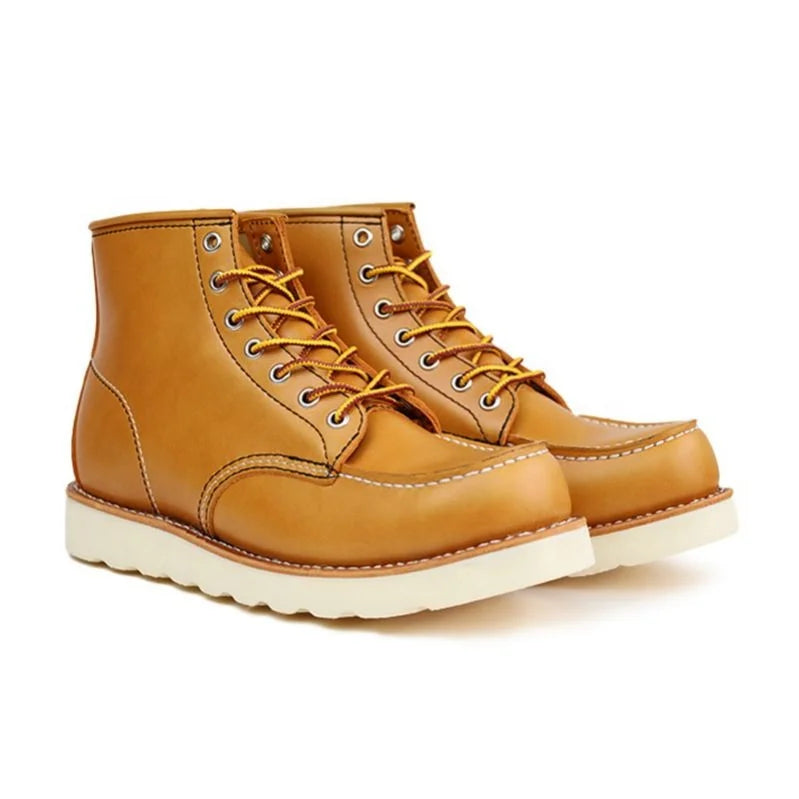 Goodyear Lace-Up Closure Square Toe Genuine Leather Men's Winter Chukka Boots Ankle Height Western Desert Height Increasing