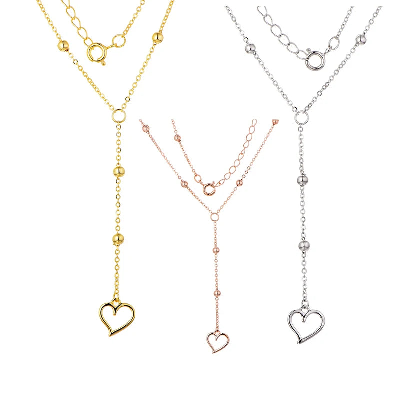 New Design Heart Shaped Cubic Zirconia S925 Sterling Silver Love Tassel Necklace Accessories Engagement Women Fine Jewelry Gift