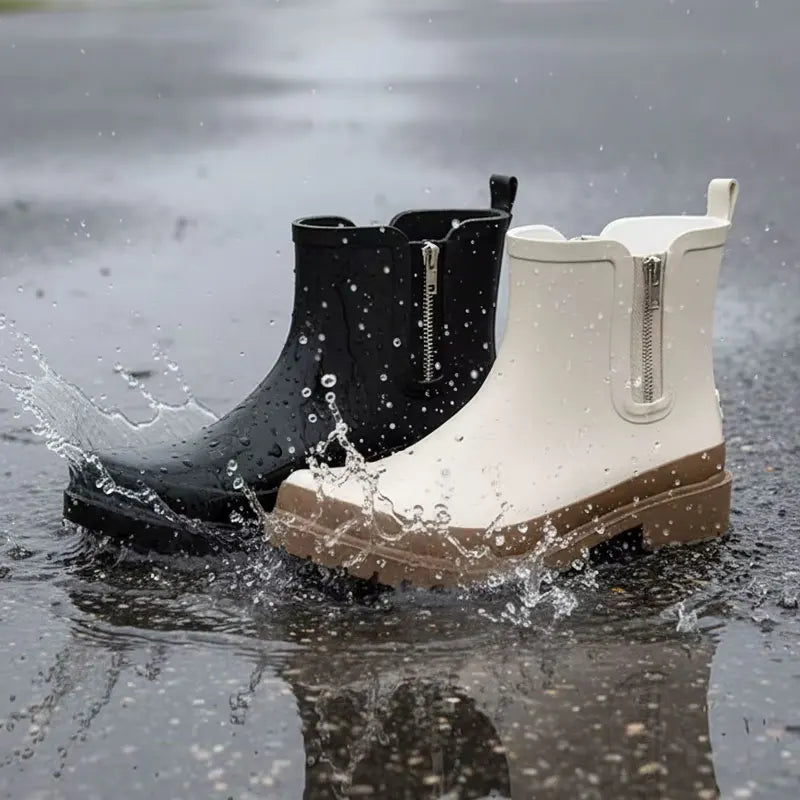 OEM China Lightweight Winter Summer Zipper Gumboots Fashionable Ladies Handmade Platform Waterproof Rubber Chelsea Rain Boot