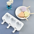 3-Cavity New Style Silicone Ice Cream Mold DIY Children's Cartoon Ice Popsicle Mold with Lid for Kids.