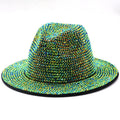 Trendy Women's Fedora Hats Shiny Felt Performance Rhinestone Jazz Hat Borsalino Panama Hat Trilby for Outdoor Parties