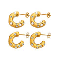 Wholesale Fashion 18k PVD Gold-plated Stainless Steel Jewelry C-shaped Zircon Earrings Suitable for Women Vintage Pearl Earrings