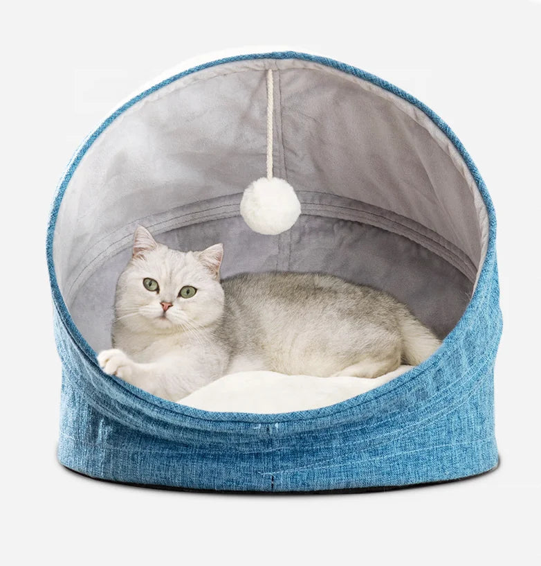 Factory New Style Cat Cave and House for Indoor Kittens Cozy Kitty Tent Bed With Warm Cushion Pad for Hideaway Pet Bed