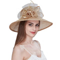Ready to Ship Fashion Women Sun Hat Sky Blue Wide Brim Kentucky Derby Sinamay Church Party Hat With Mesh Feather