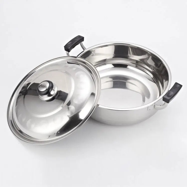 Stainless Steel Gas Induction Cooker Shabu Hot Pot with Steel Lid Soup Pot