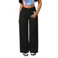 Women's Loose Fit High Waist Wide Leg Denim Pants Breathable Formal Trousers with Simple Fashion Woven Jeans in Casual Style